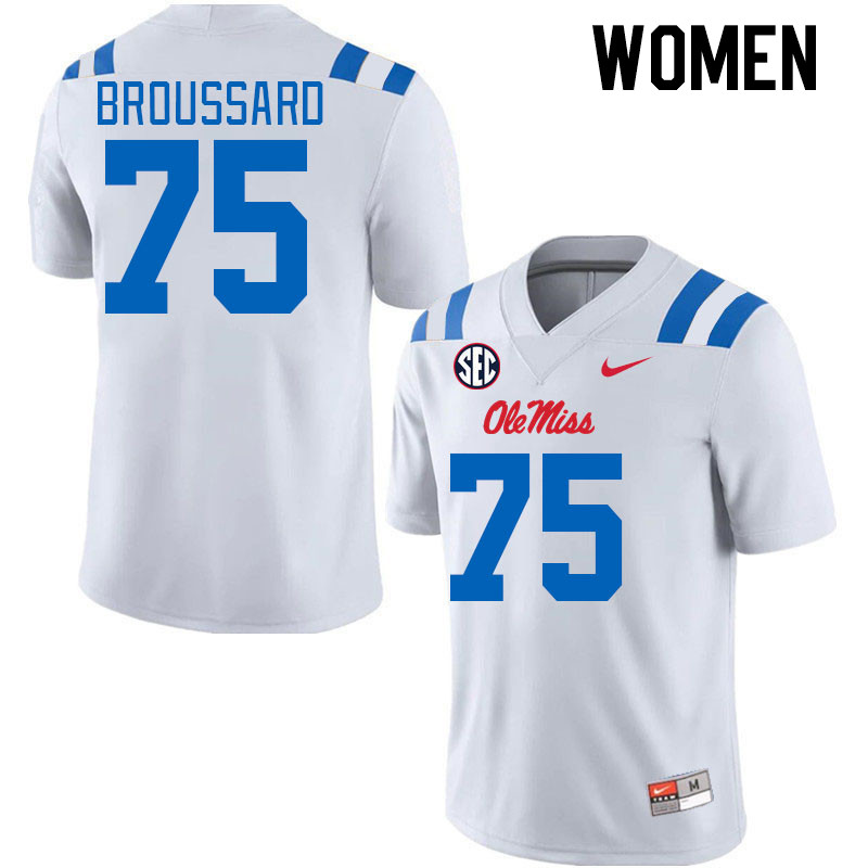 Women #75 Kavion Broussard Ole Miss Rebels 2024 New Uniforms College Football Jerseys Stitched-White